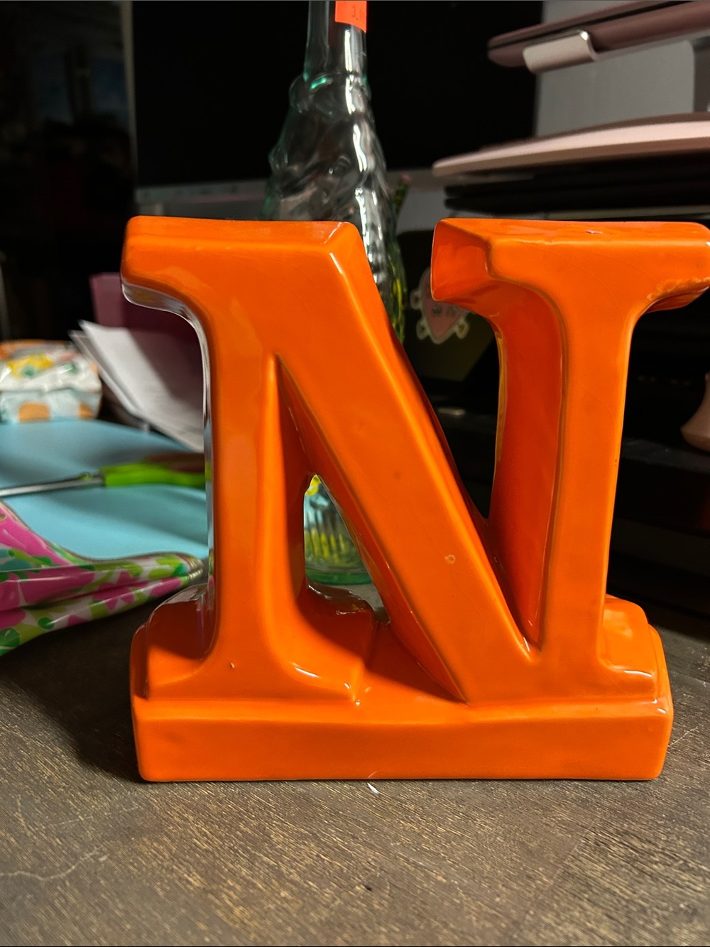 Apropos - Bright Ceramic Letter N Accent - Orange